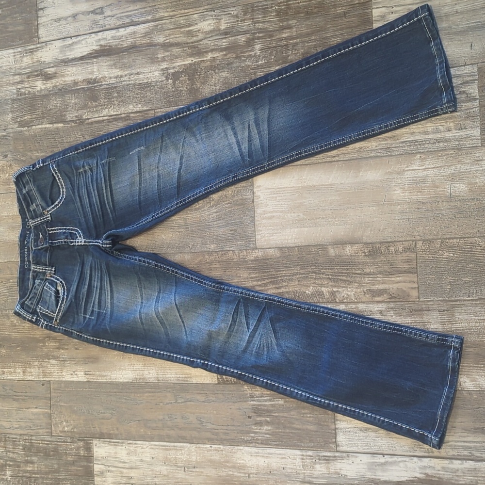COWGIRL TUFF "Edgy" bootcut med wash rodeo jeans Style #JEDGYJ sz 26x33L EUC - Picture 9 of 16